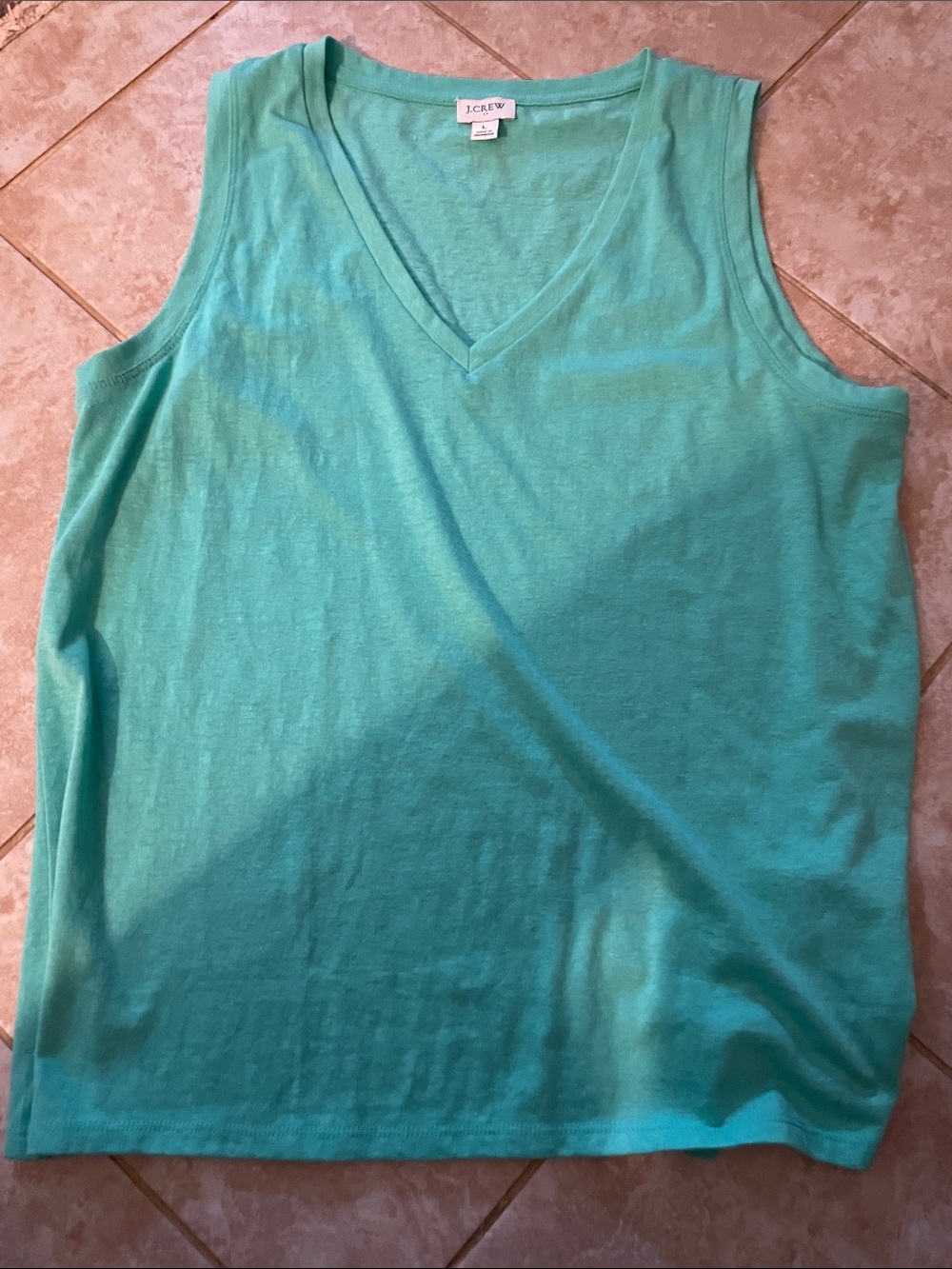 J. Crew Sleeveless V-Neck Tank Top in Aqua Green
